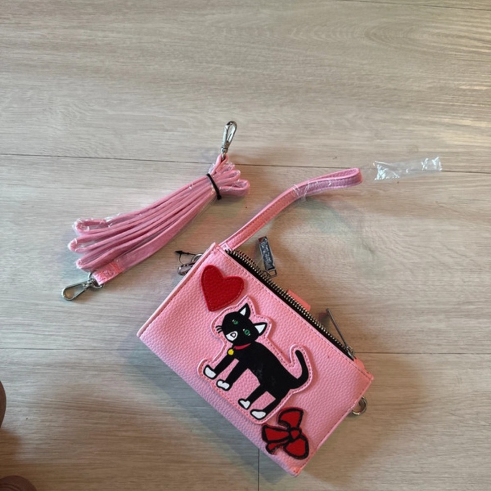 Pink Cat Design Crossbody Bag